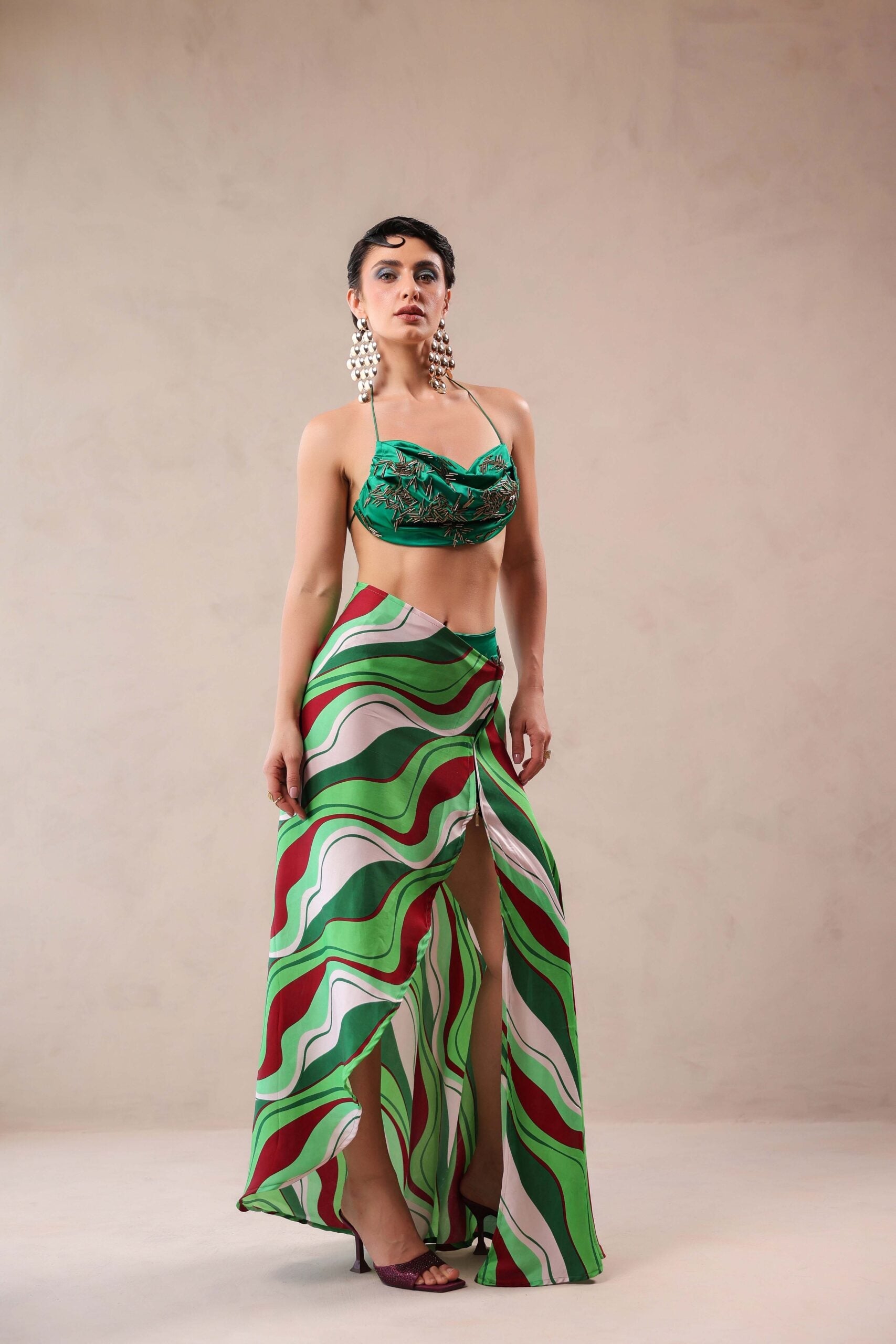 Santa monica  green bikini coverup set