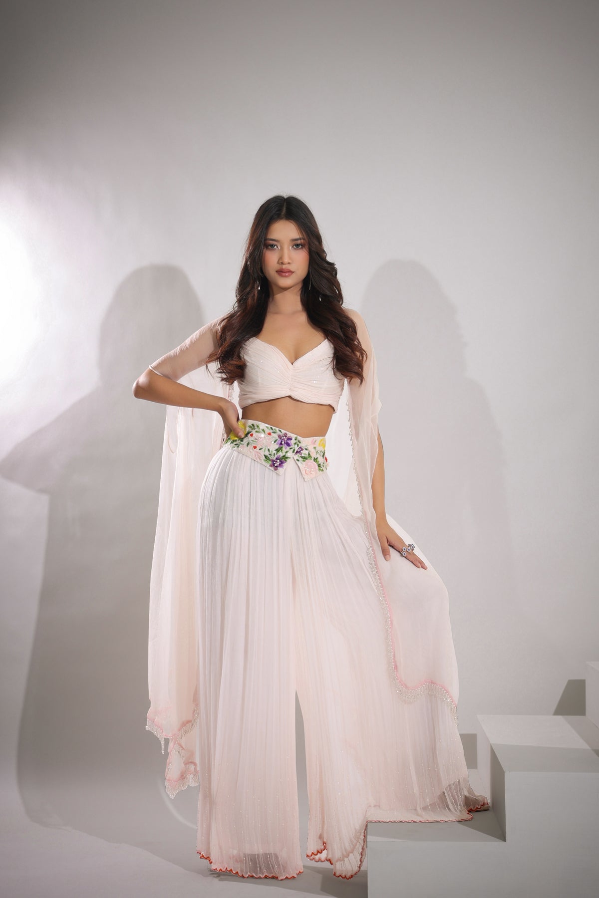 Image of Haseena water pink dainty sharara set