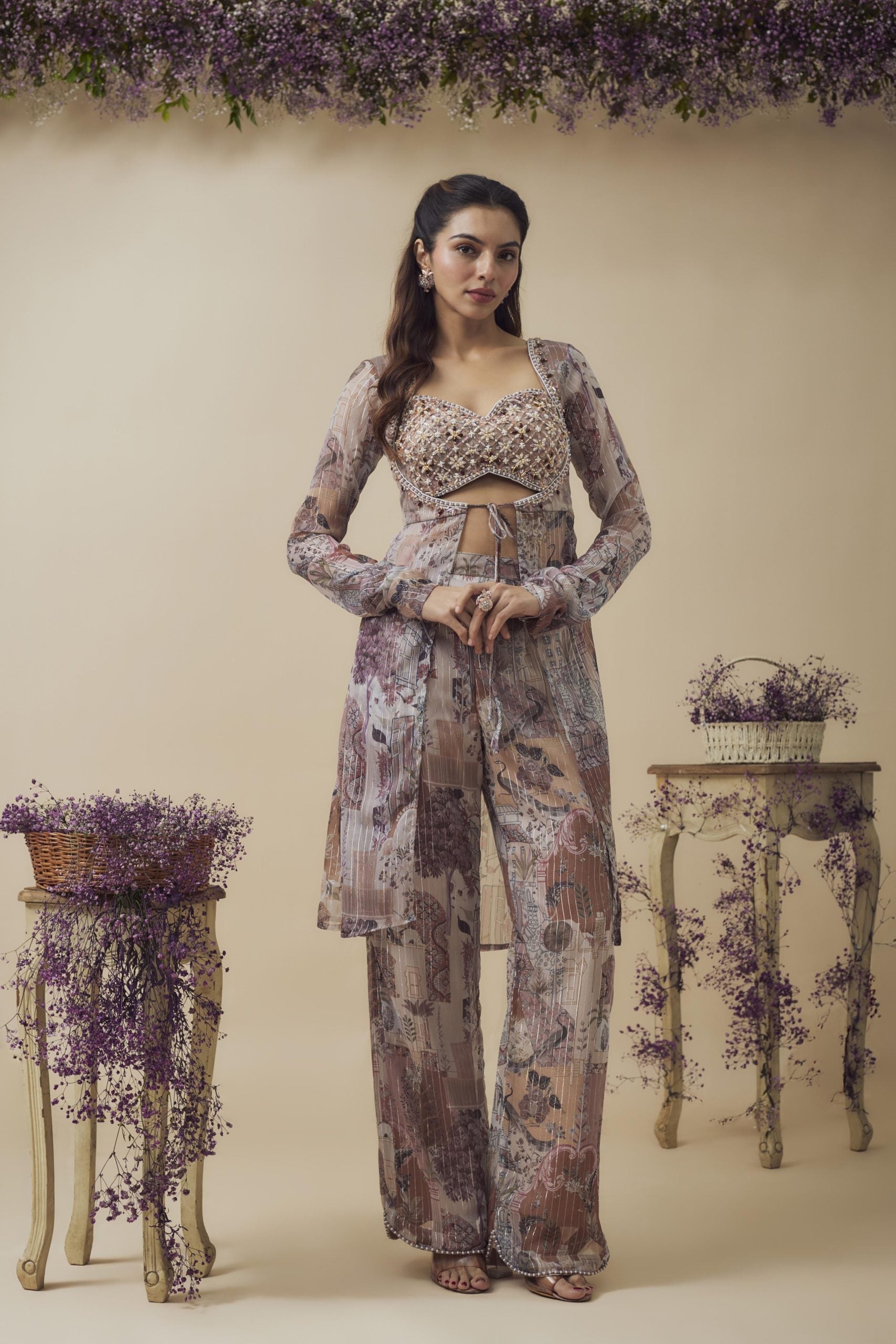 PRINTED HAND EMBROIDERED CO-ORD SET