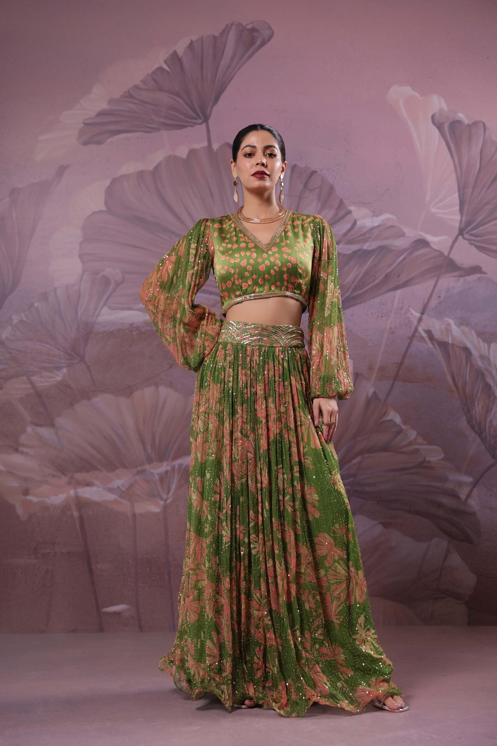 Avacado green phool bazar set