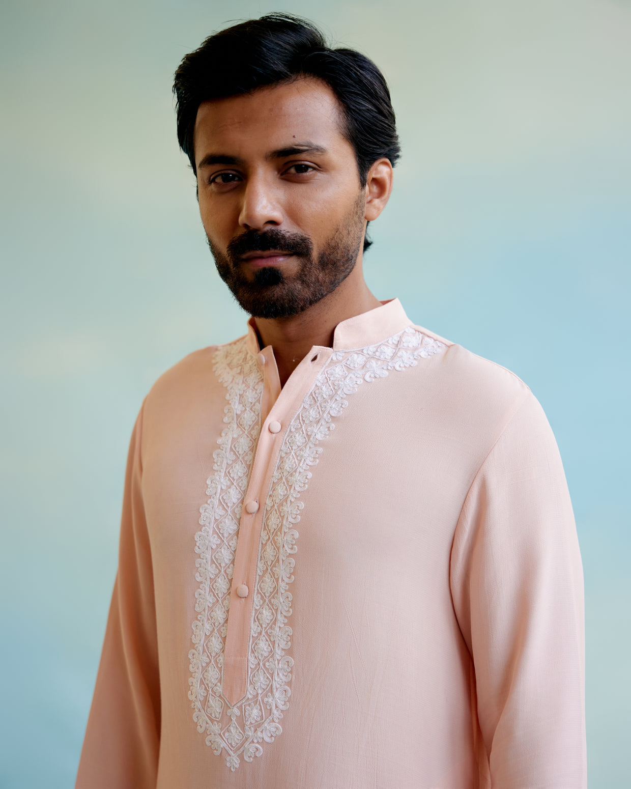 Image of Blush Blossom Linen Georgette 
 Dori Kurta