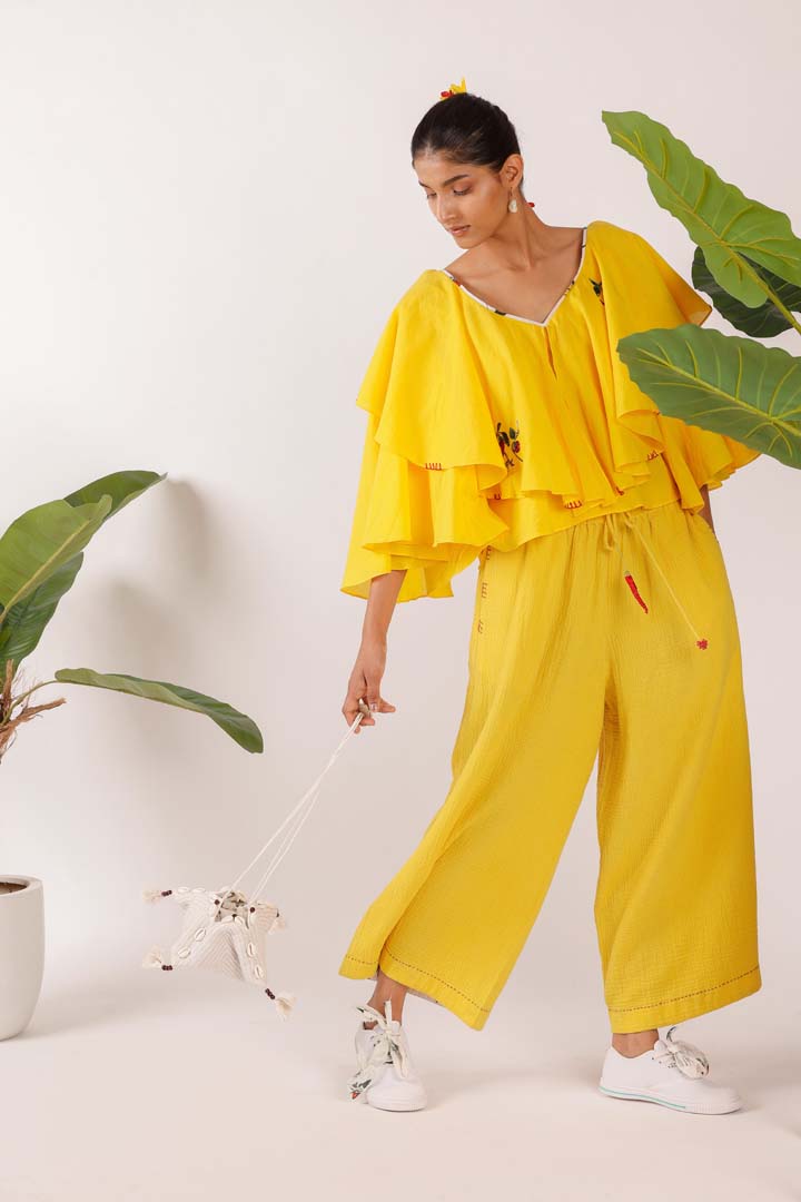 YELLOW RUFFLE TOPNK-TOP-02-RS-S-25