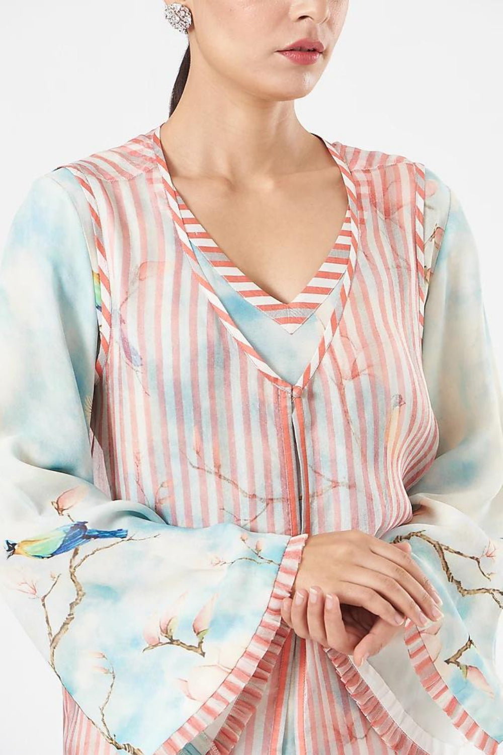 Sky Blue Georgette Printed Cape Set - Auraya Fashion -  - #tag1# - #tag2# - #tag3# - #tag3#