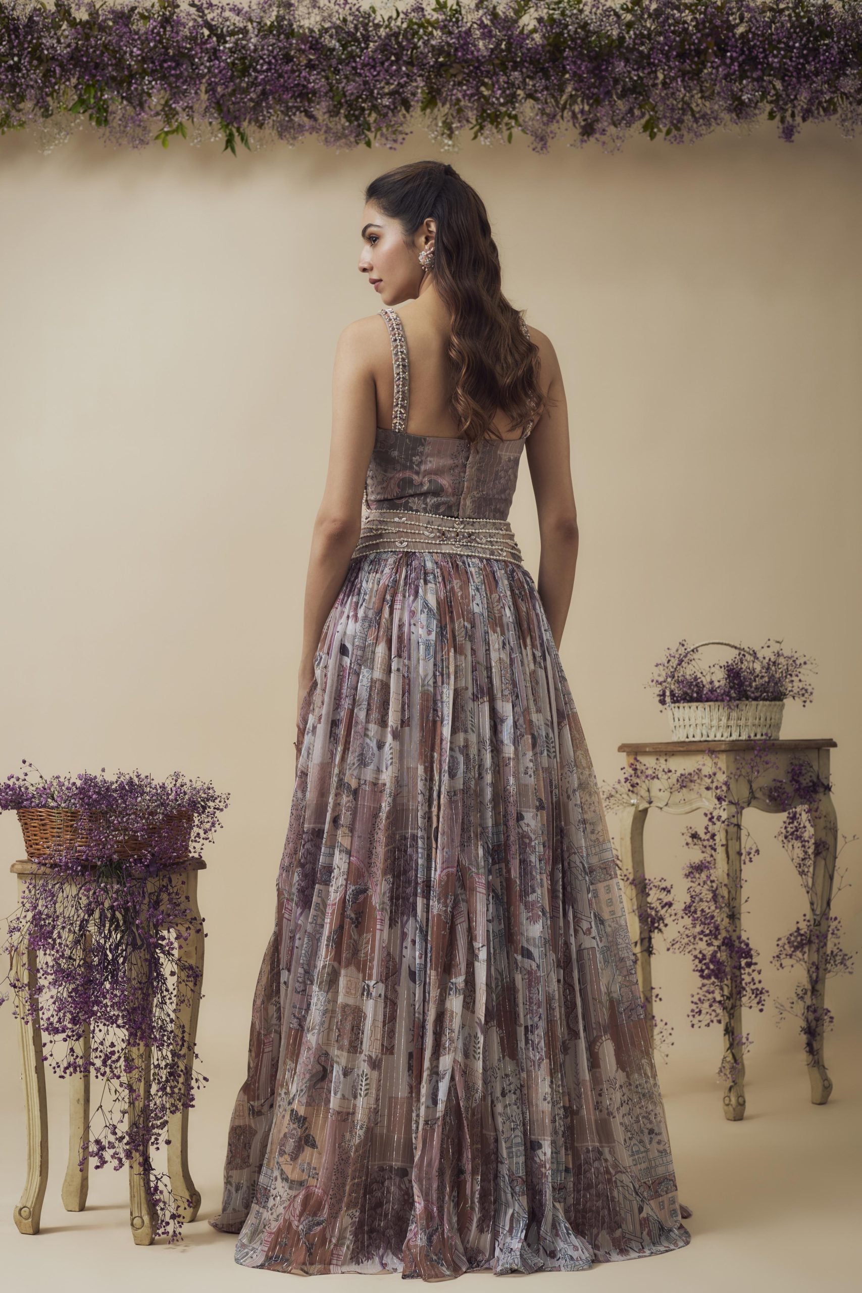 PRINTED LUREX HAND EMBROIDERED LEHENGA SET