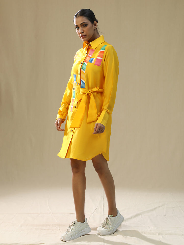 Yellow Chaar Baar Handpainted Shirt