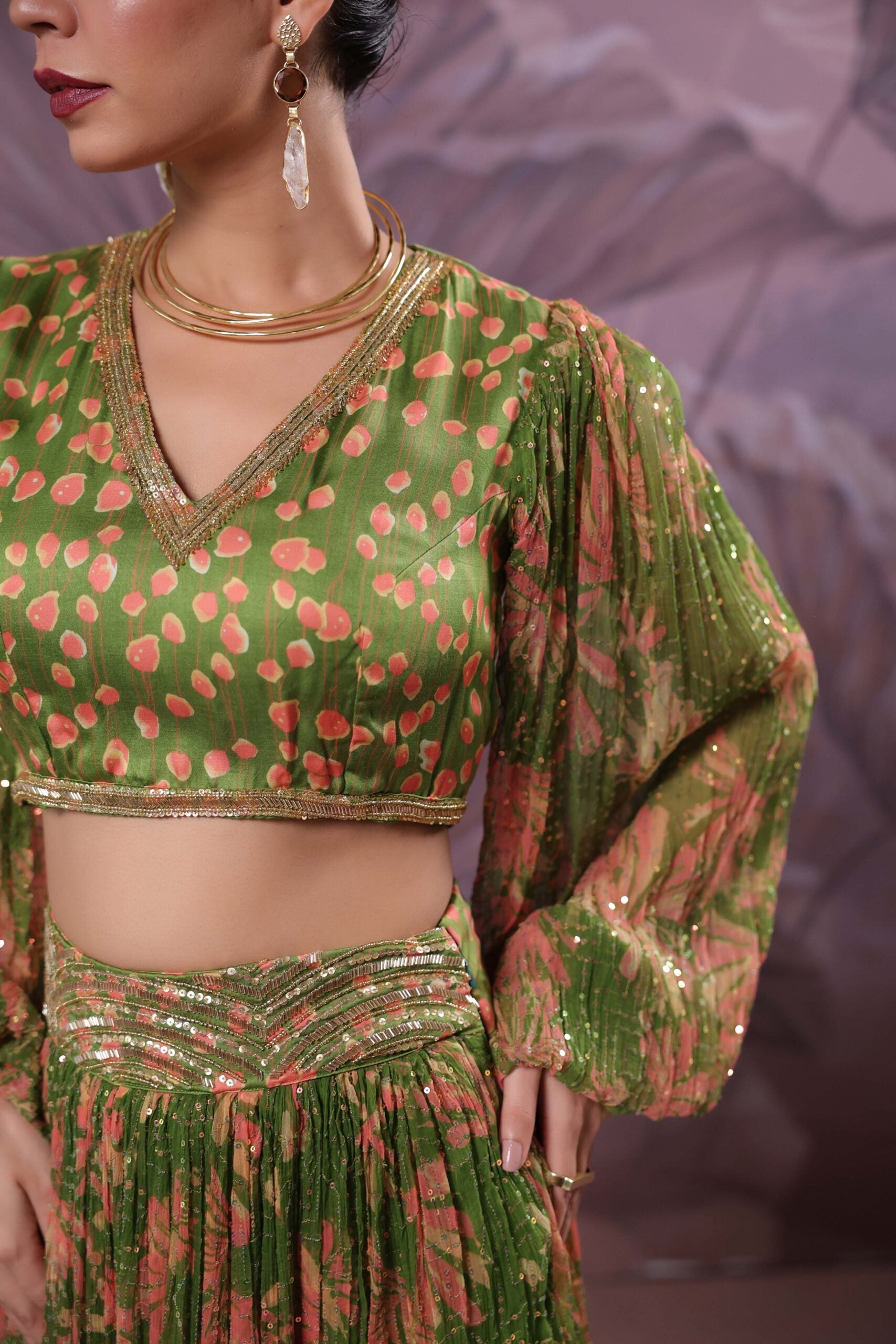 Avacado green phool bazar set