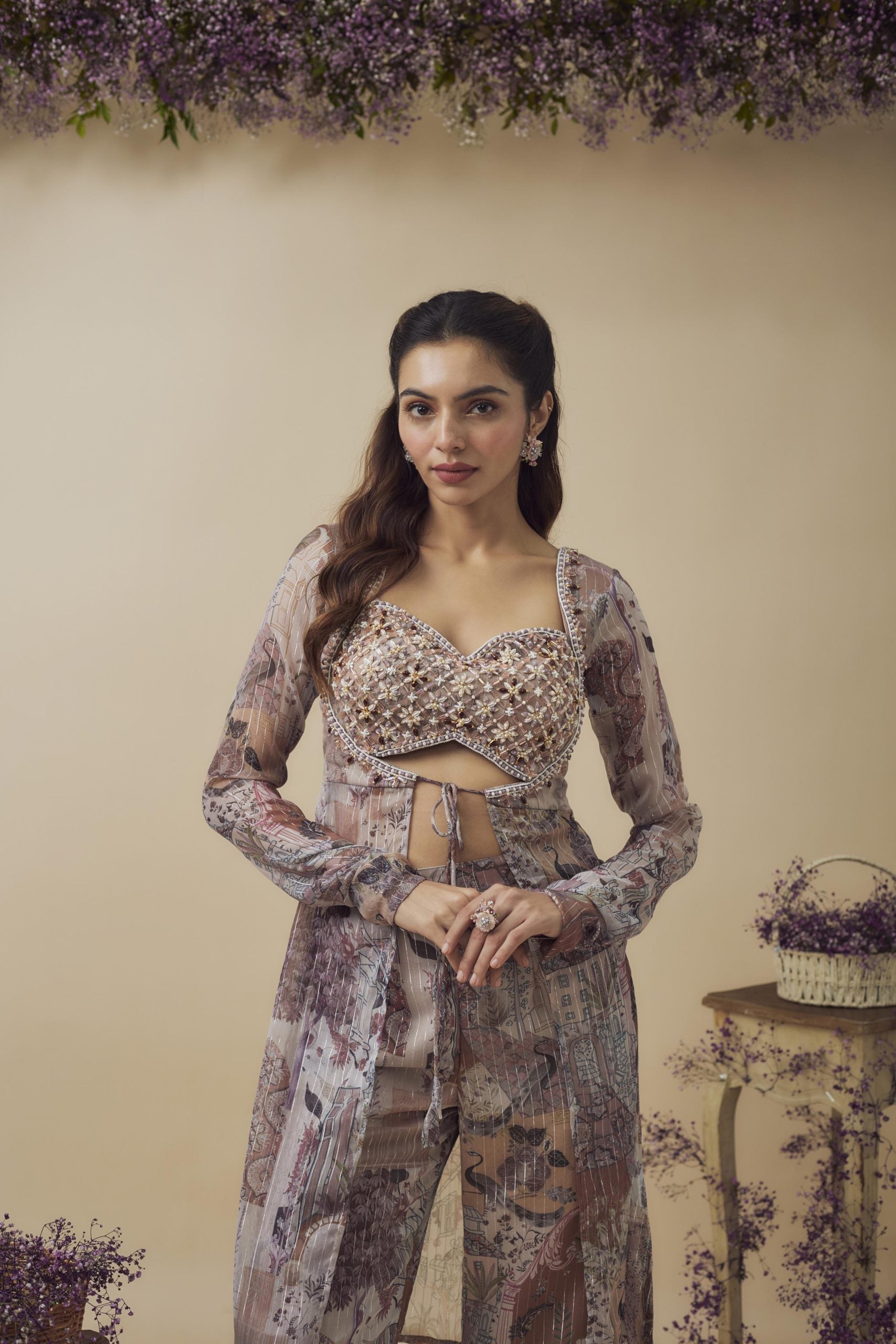 PRINTED HAND EMBROIDERED CO-ORD SET