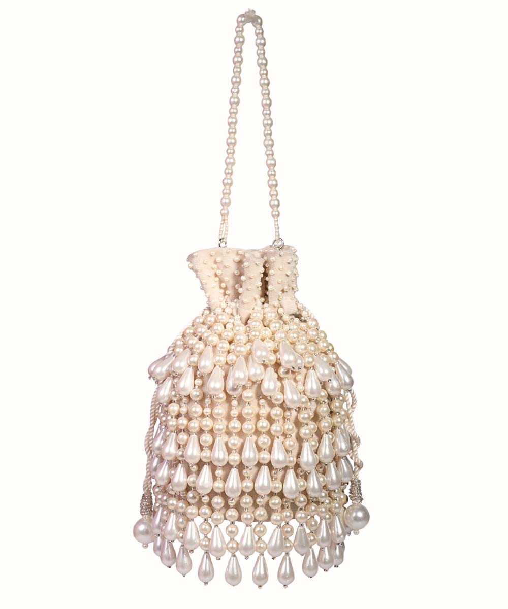 Zarah Ivory Pearl Suede Bucket Bag
