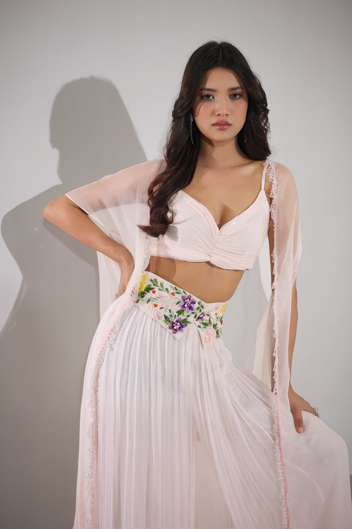 Image of Haseena water pink dainty sharara set