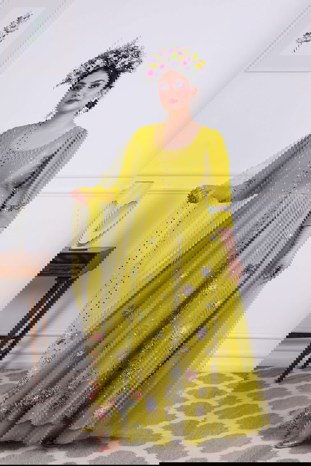 3D Double Layered Chanderi Anarkali - Auraya Fashion -  - #tag1# - #tag2# - #tag3# - #tag3#