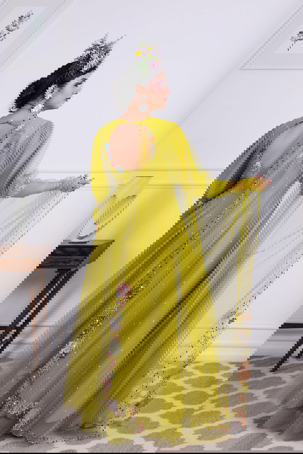 3D Double Layered Chanderi Anarkali - Auraya Fashion -  - #tag1# - #tag2# - #tag3# - #tag3#