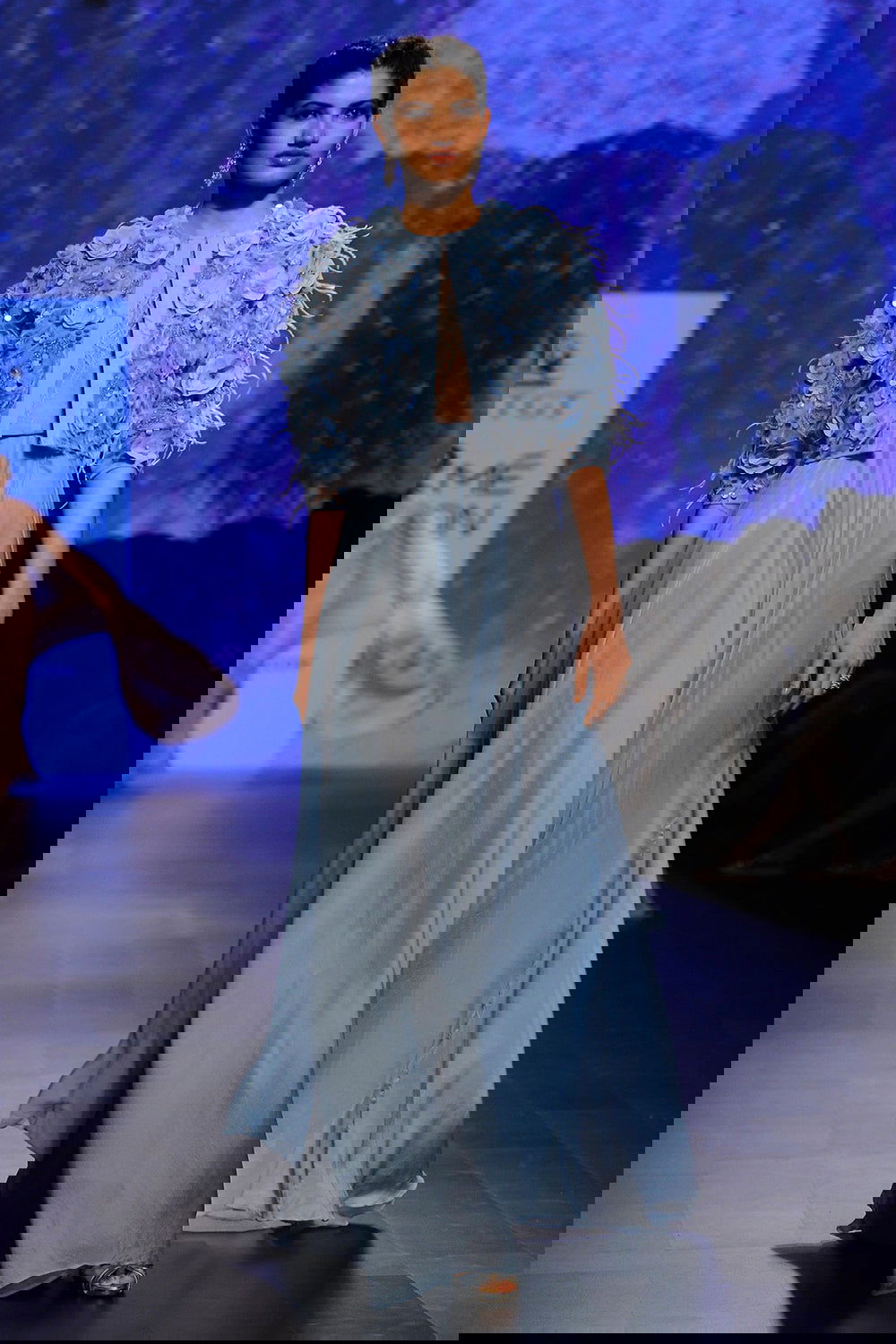 3D Embroidered Gown With Jacket Powder Blue - Auraya Fashion -  - #tag1# - #tag2# - #tag3# - #tag3#