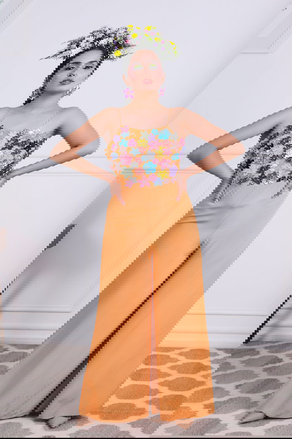 3D Floral Jumpsuit - Auraya Fashion -  - #tag1# - #tag2# - #tag3# - #tag3#