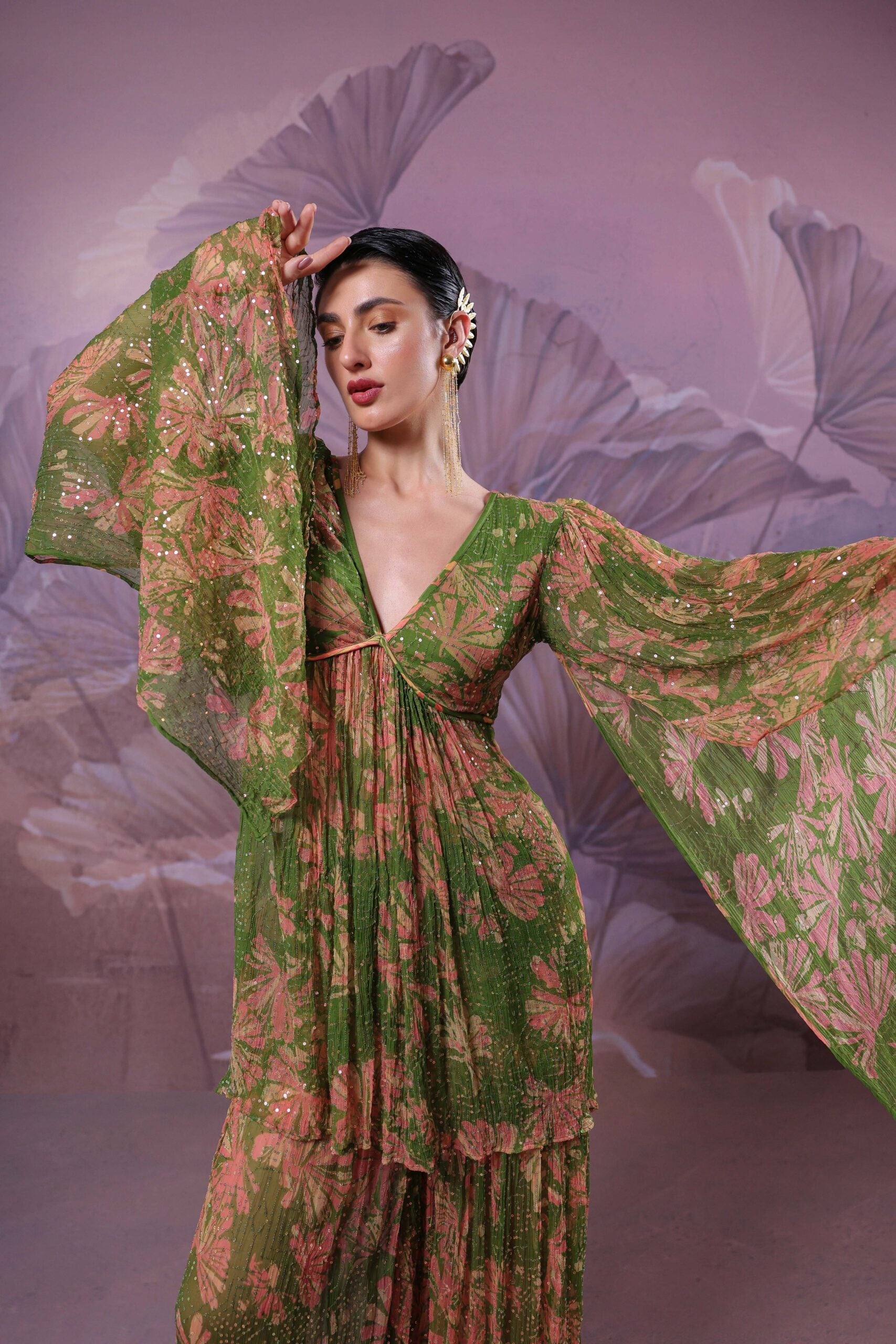 "The city of joy"                      Avacado green  Drama sleeve set