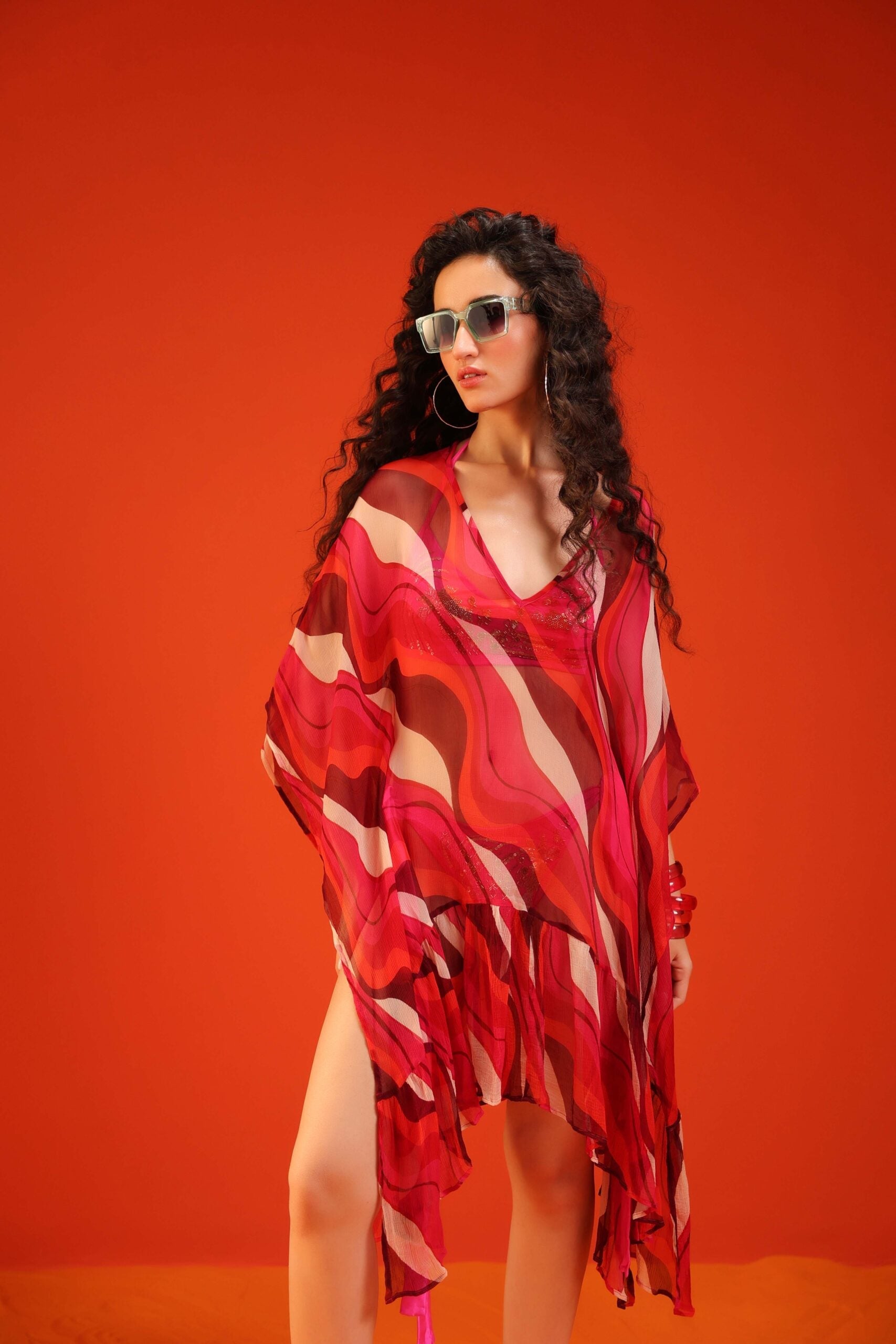 Hot pink vrigin merry bikini coverup set