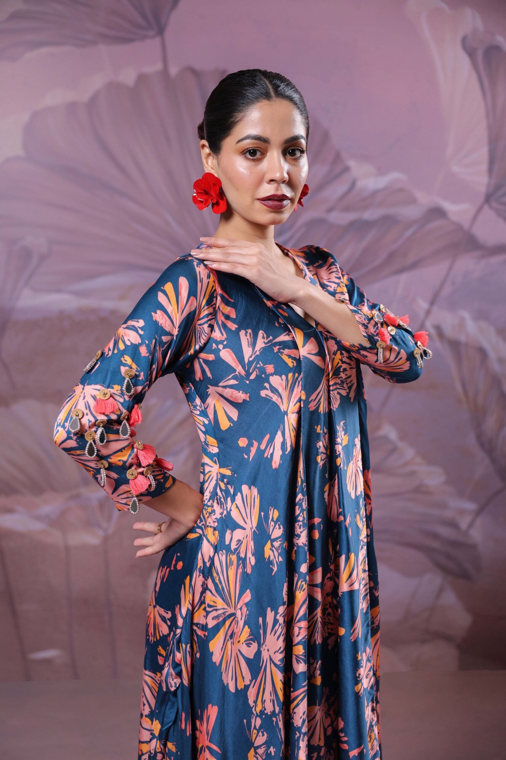 Ballygunge prussian blue  tassel tunic set in