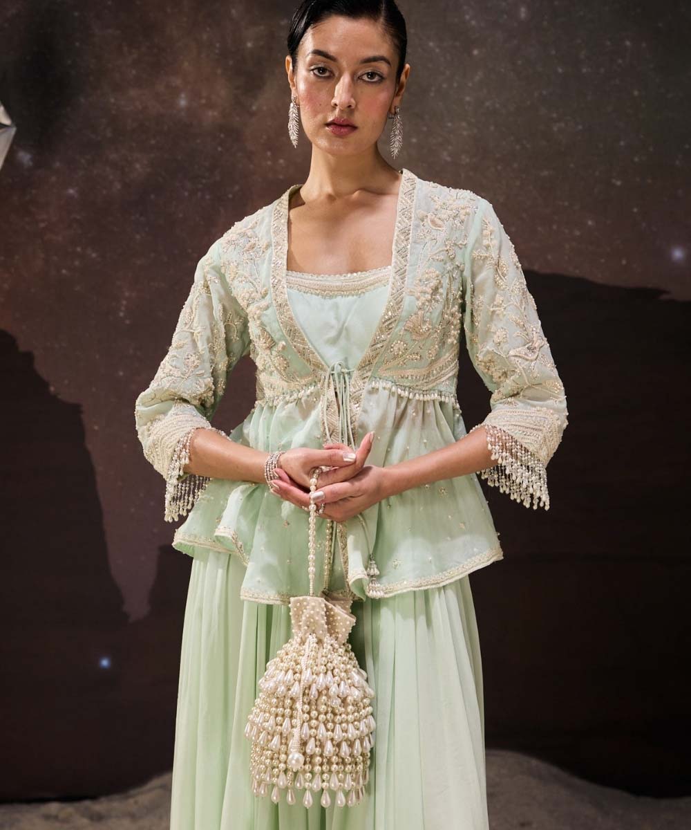 Zarah Ivory Pearl Suede Bucket Bag