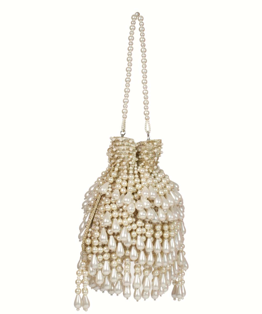 Zarah Gold Pearl Georgette Embellished Potli