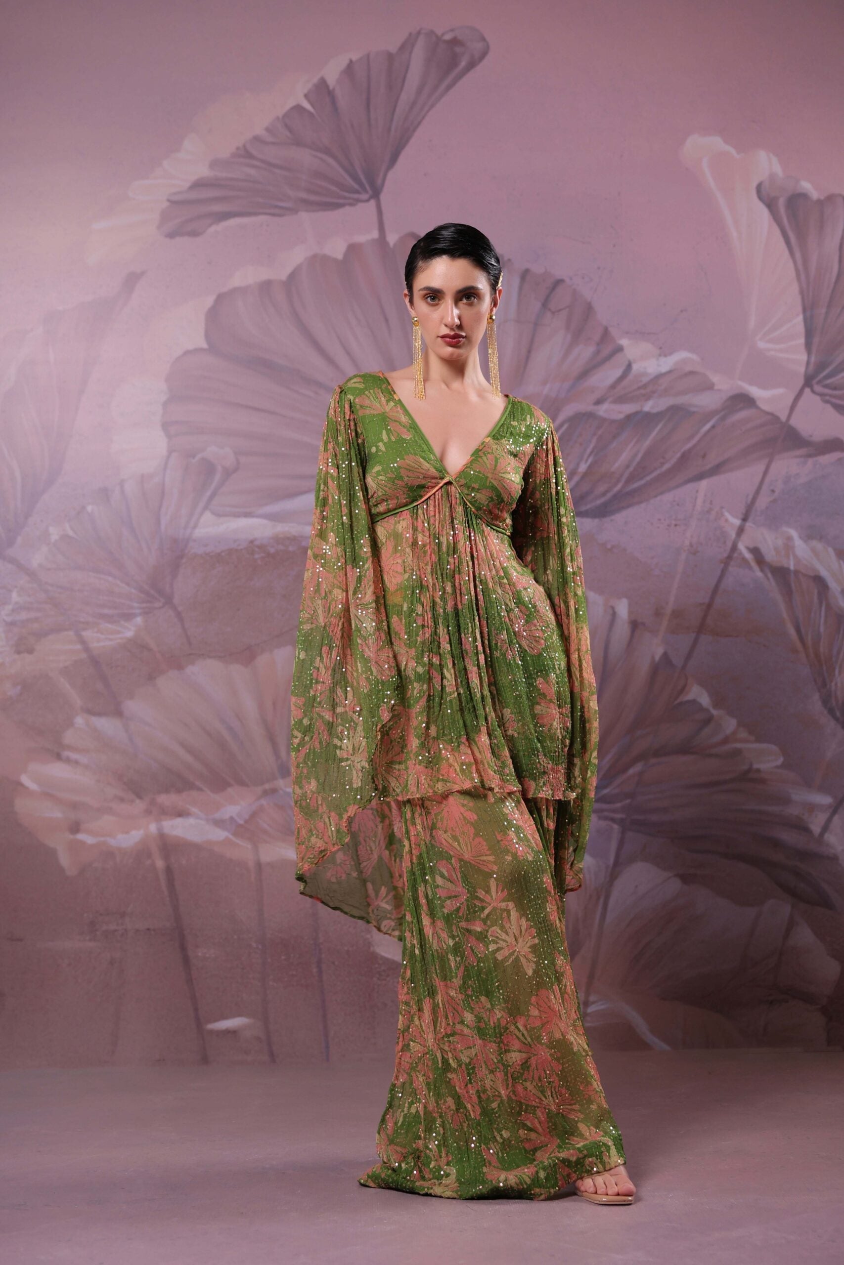 "The city of joy"                      Avacado green  Drama sleeve set