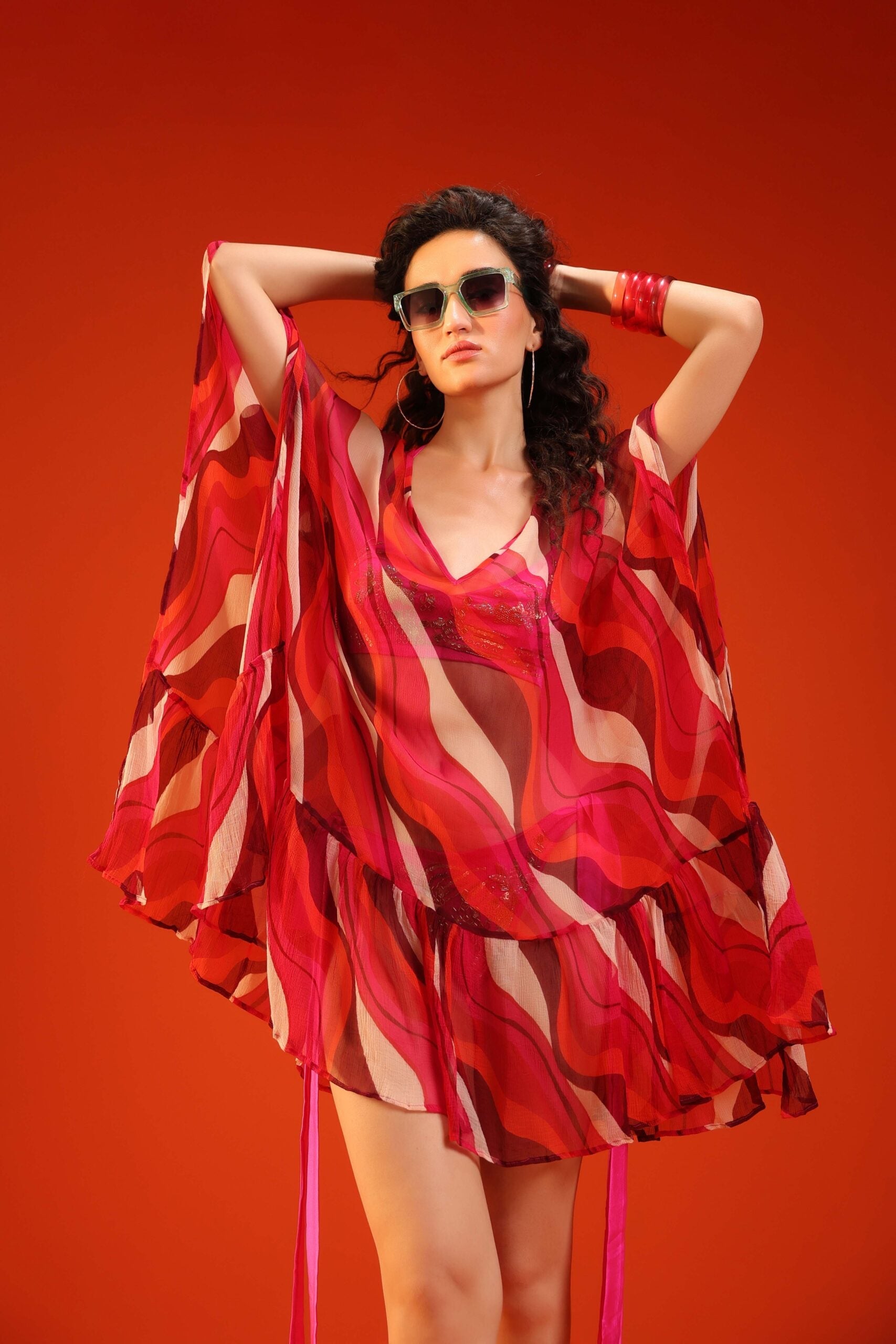 Hot pink vrigin merry bikini coverup set