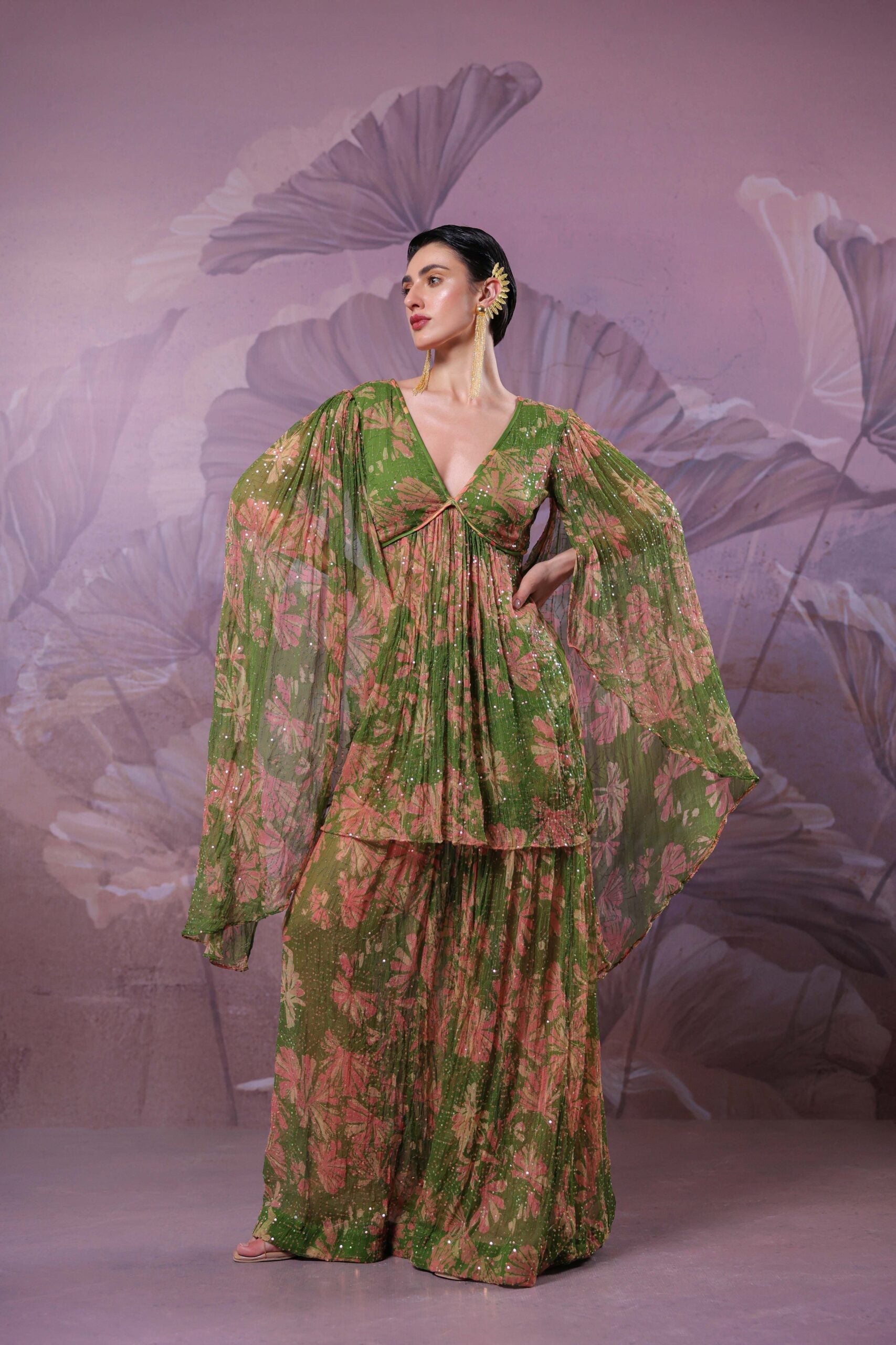 "The city of joy"                      Avacado green  Drama sleeve set