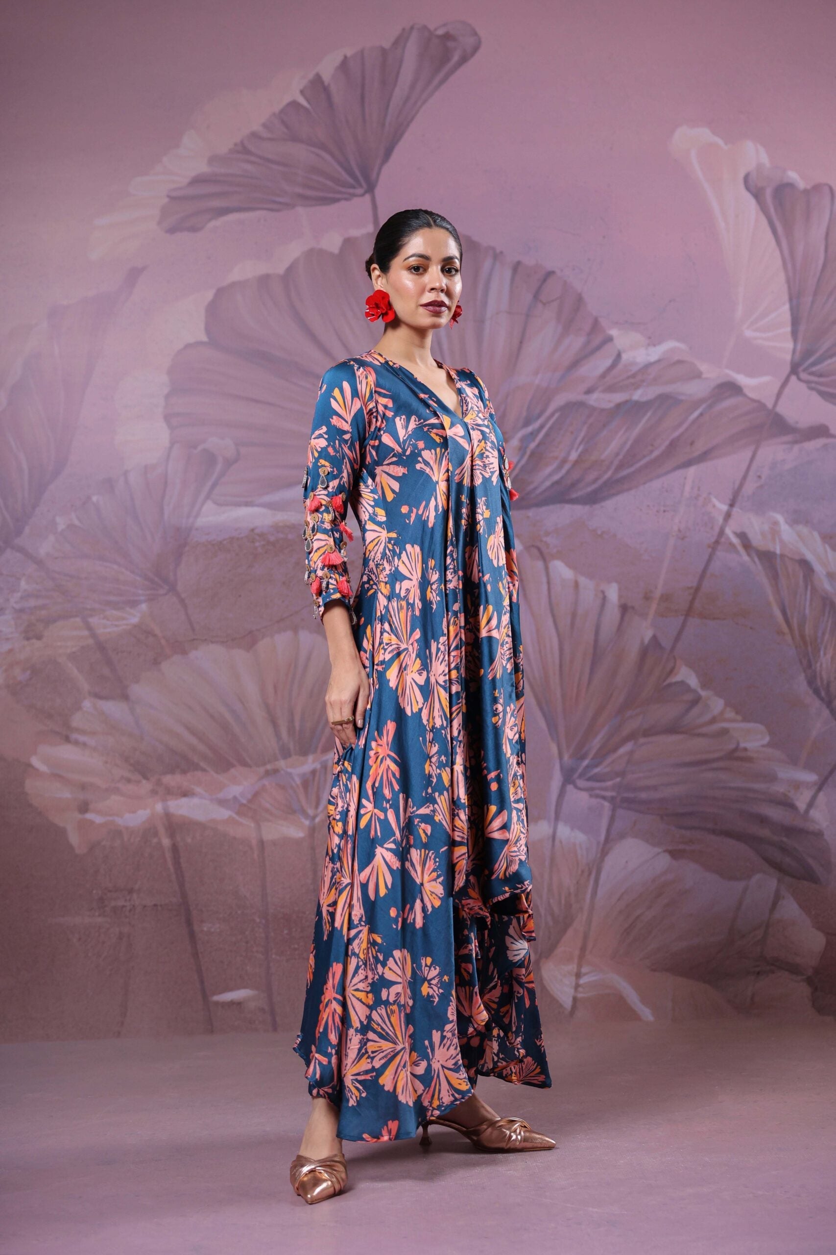 Ballygunge prussian blue  tassel tunic set in