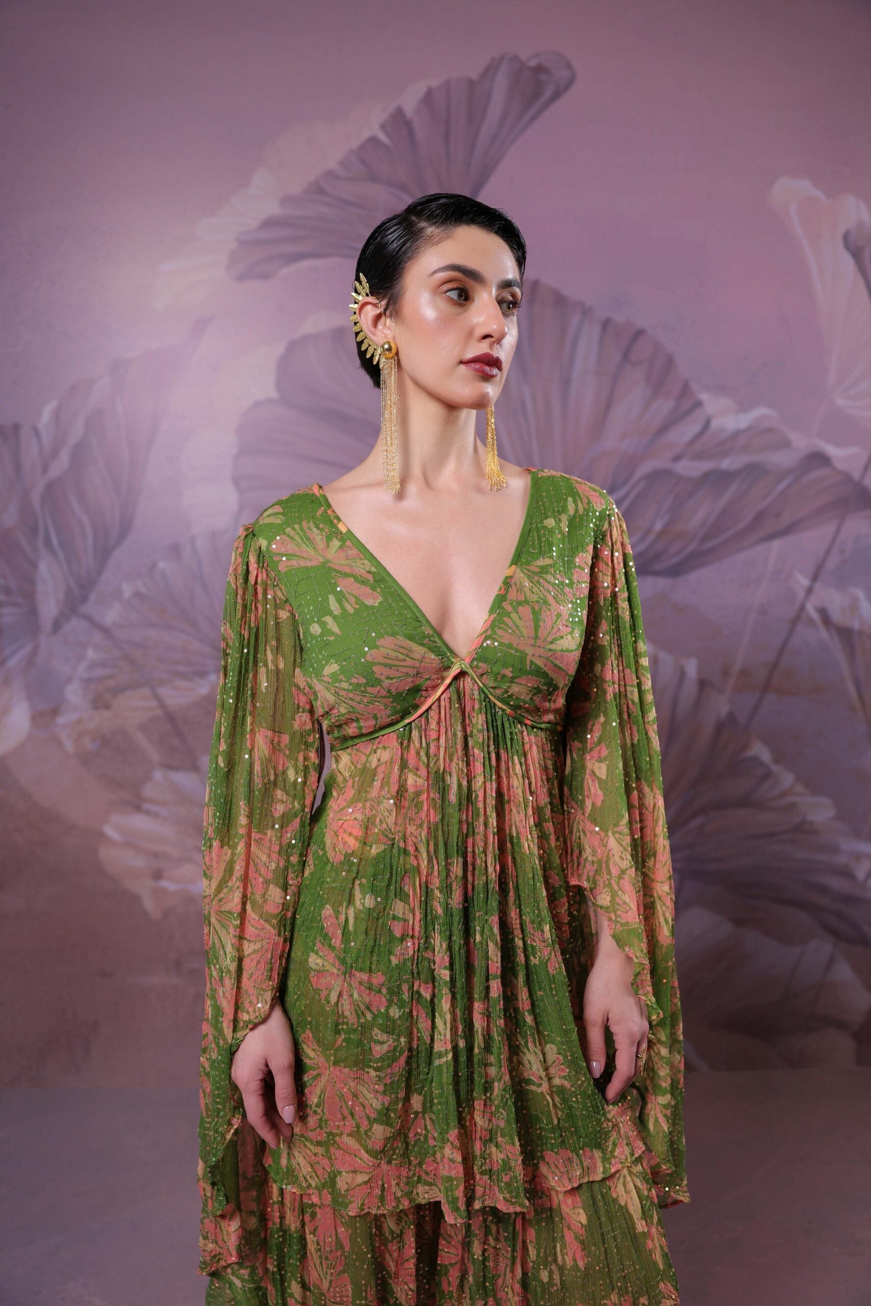 "The city of joy"                      Avacado green  Drama sleeve set