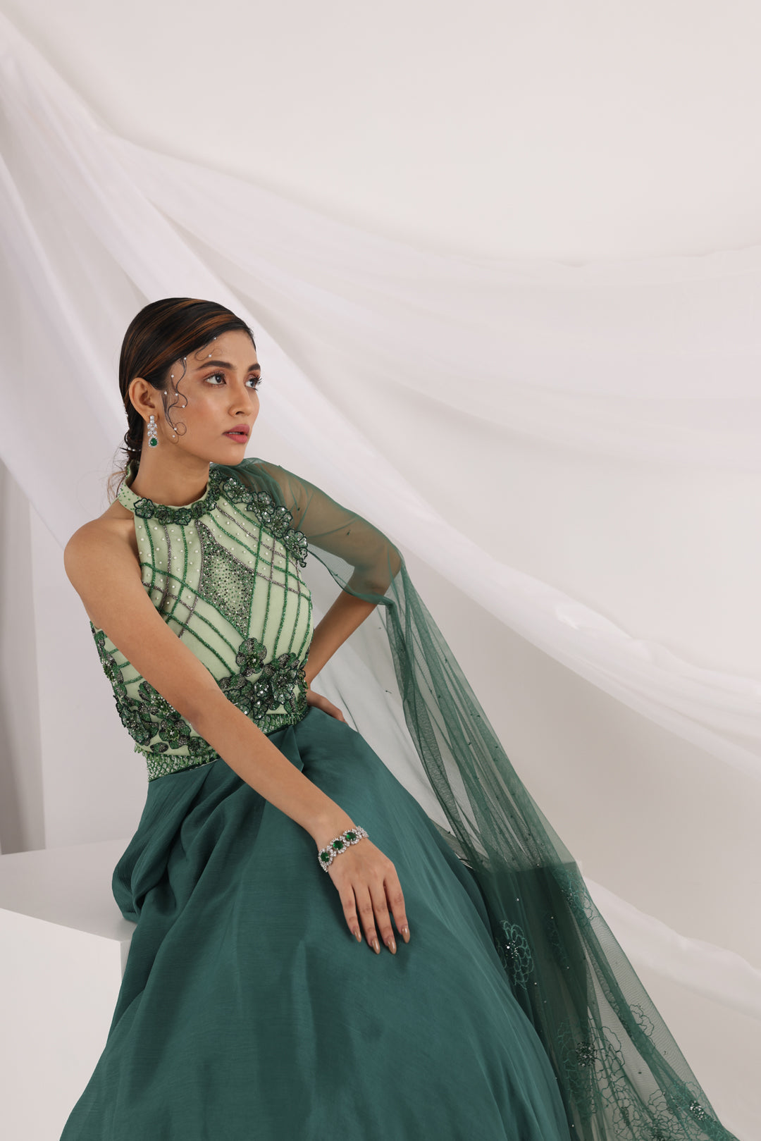 Lorena green lehenga set