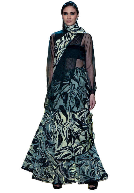 Image of French net skirt with organza shirt and a satin scarf