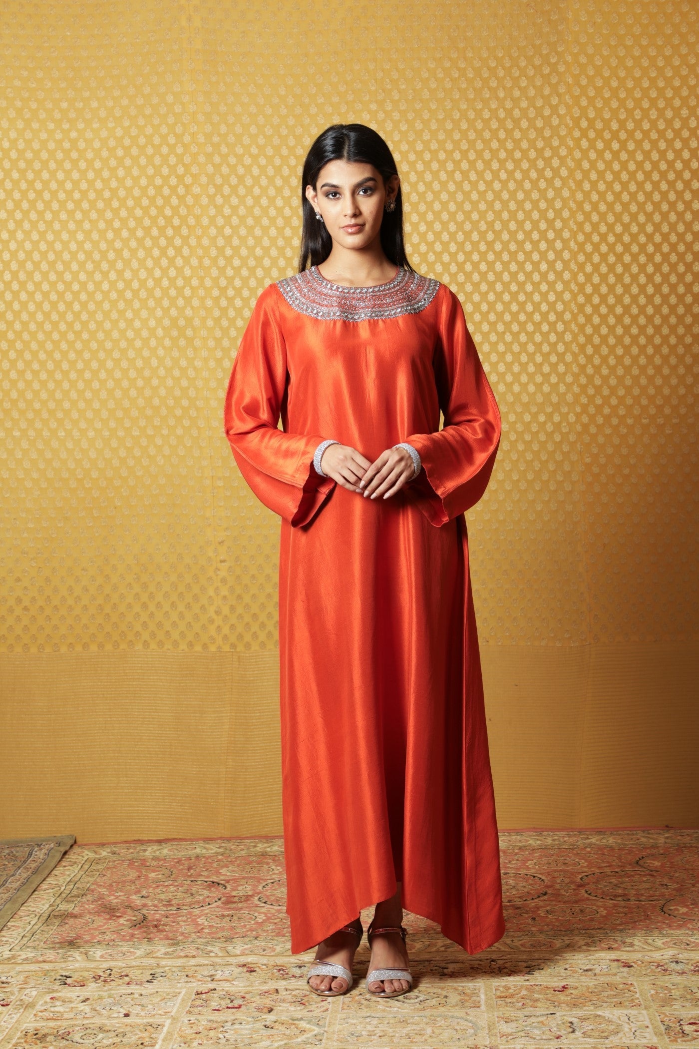 pure raw silk dresses Pure Raw Silk Off White Embroidered Dress