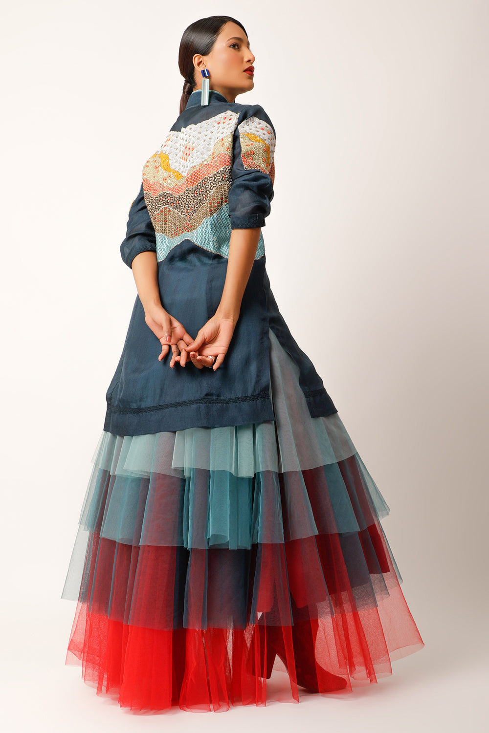 Landscape Textured Organza Jacket - Auraya Fashion
