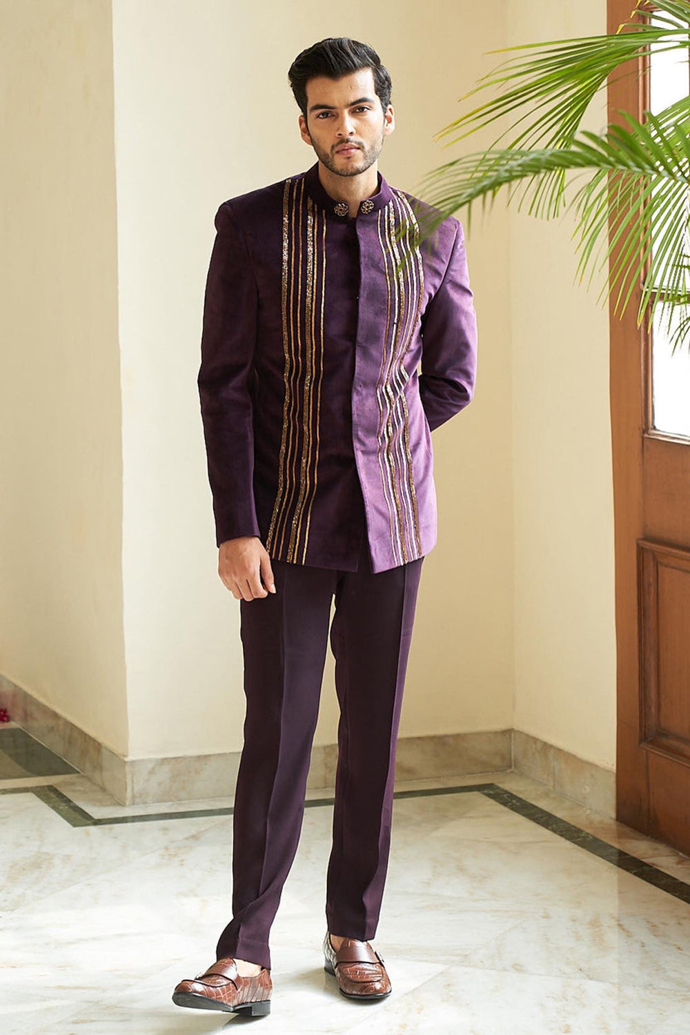 Linear Embellished Bandhgala - Auraya Fashion - Contrast By Parth - #tag1# - #tag2# - #tag3# - #tag3#