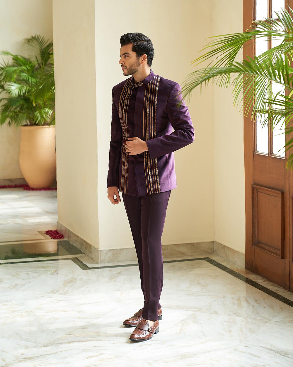 Linear Embellished Bandhgala - Auraya Fashion -  - #tag1# - #tag2# - #tag3# - #tag3#