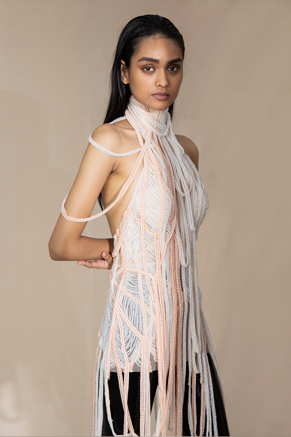 High Collar Halter Neck Short Dress - Auraya Fashion - Abhishek Sharma - #tag1# - #tag2# - #tag3# - #tag3#