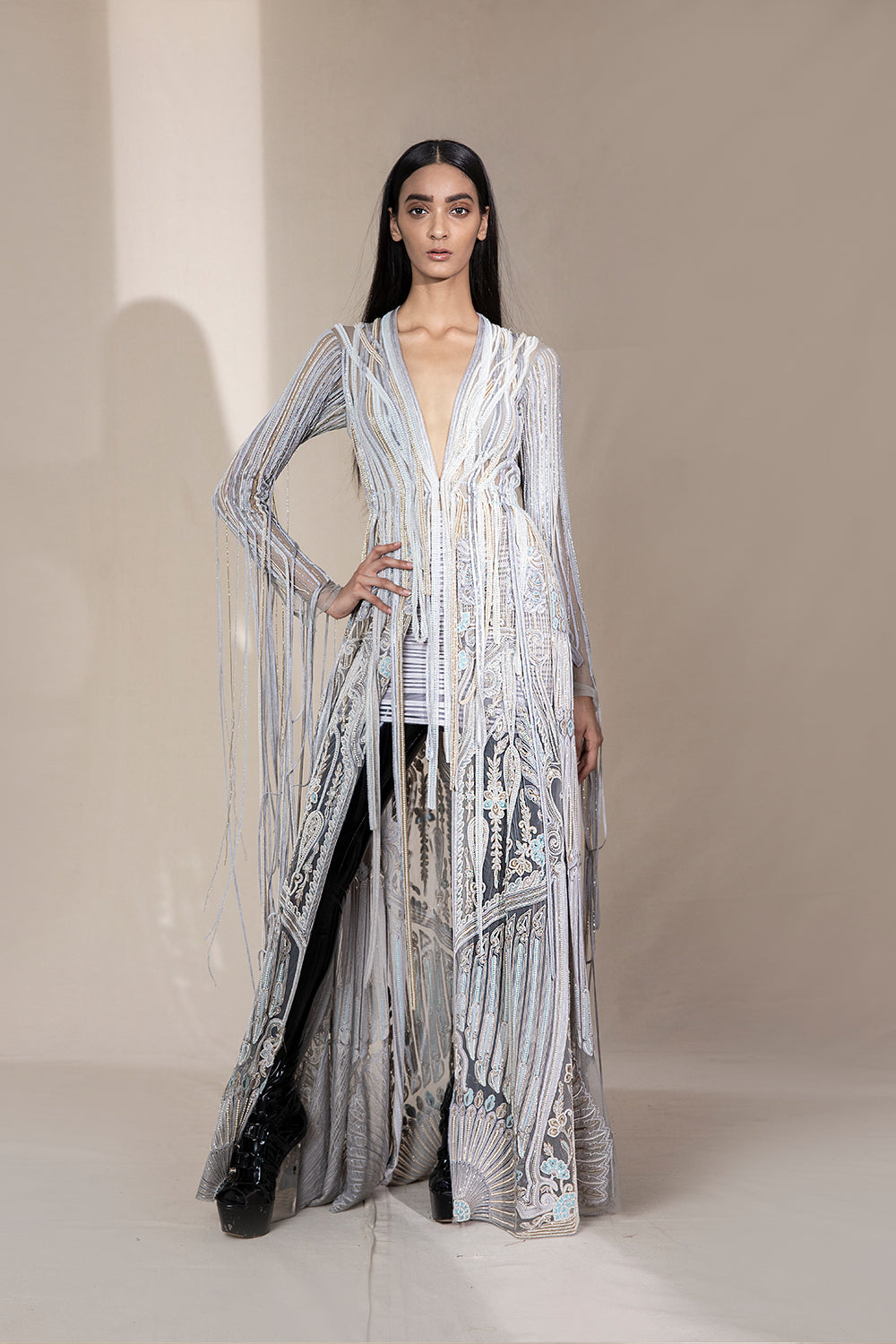 Floor Length Jacket - Auraya Fashion - Abhishek Sharma - #tag1# - #tag2# - #tag3# - #tag3#