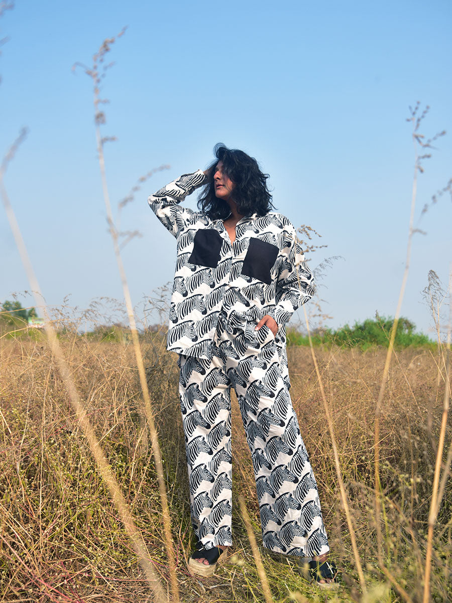 Image of Zebra Shirt-Pants Co-ord Set