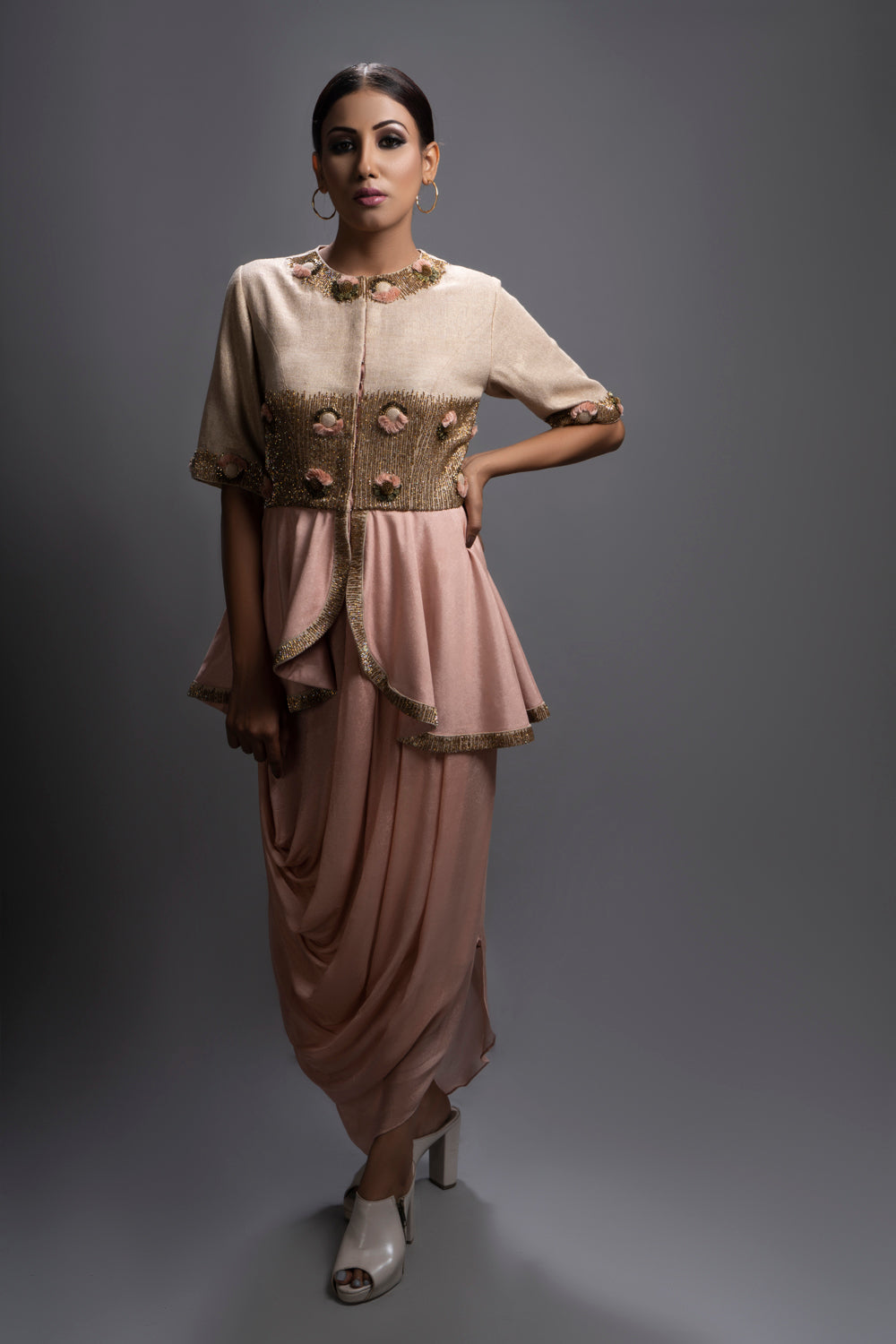 Zehaan Peplum Dhoti Drape Dress