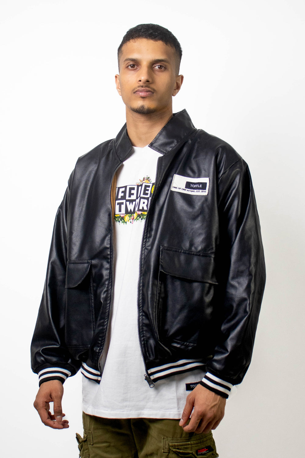 Black Leather Jacket - Auraya Fashion - Toffle -