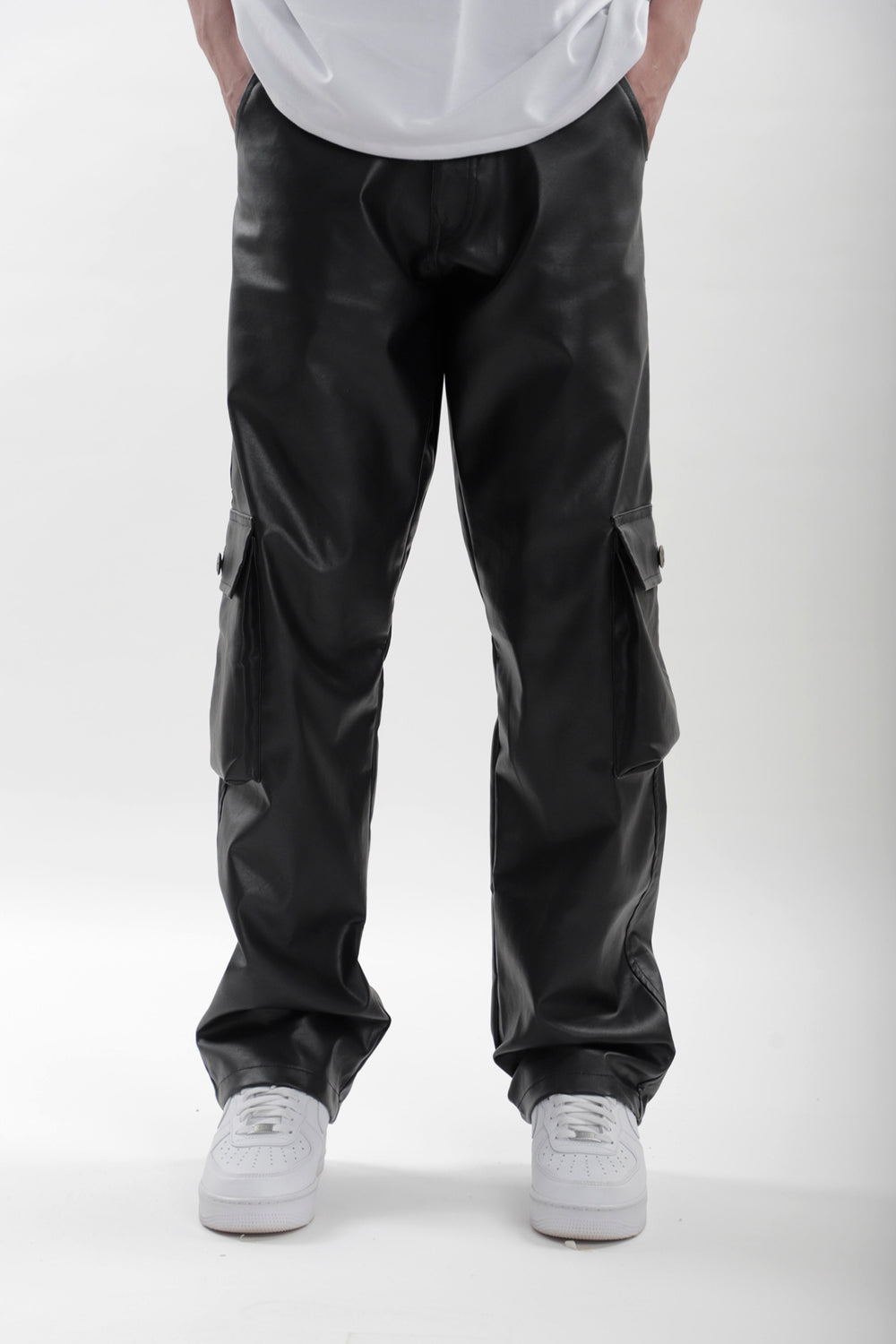Leather Carpenter Pants - Black - Auraya Fashion - Toffle -