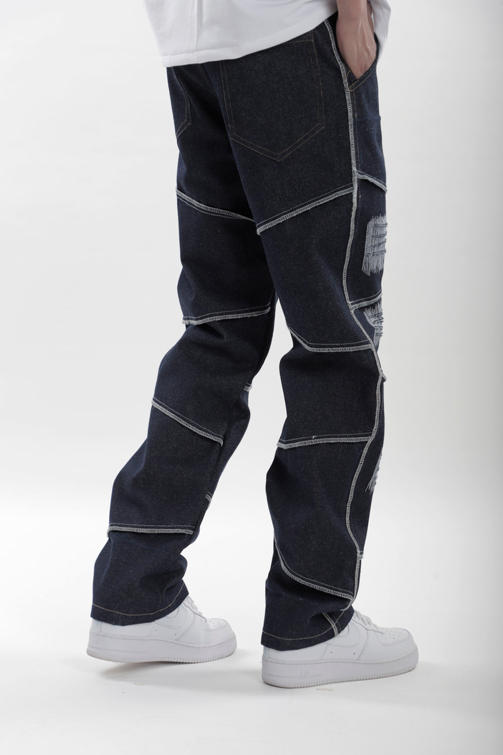 Scratched Denim Jeans - Auraya Fashion