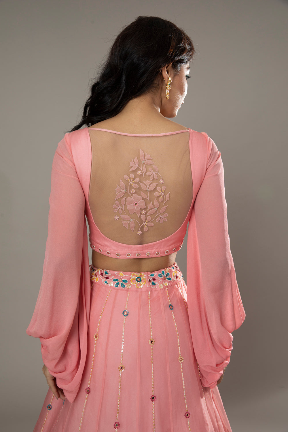 Candy Floss Hand Embroidered Organza Lehenga Set - Auraya Fashion -  - #tag1# - #tag2# - #tag3# - #tag3#