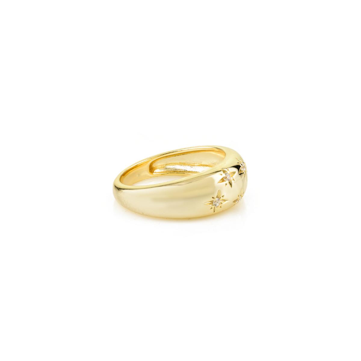 925 Sterling Silver Yellow Gold White Star Diamond Unisex Ring