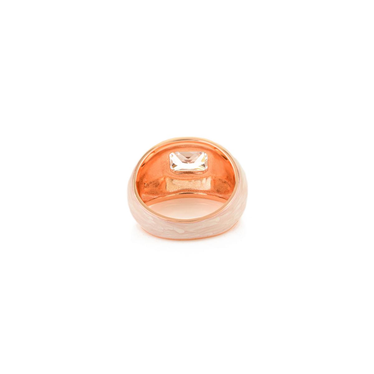 925 Sterling Silver Rose Gold Enamel Solitaire Ring