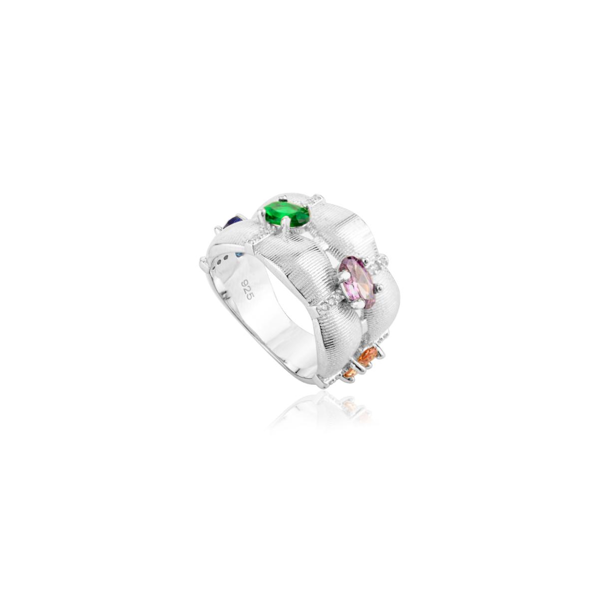 925 Sterling Silver Colourful Band Ring