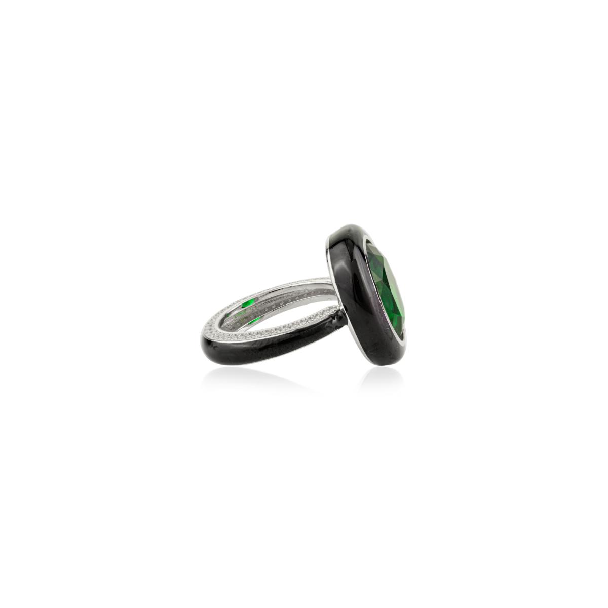 925 Sterling Silver Green Oval Retro Ring