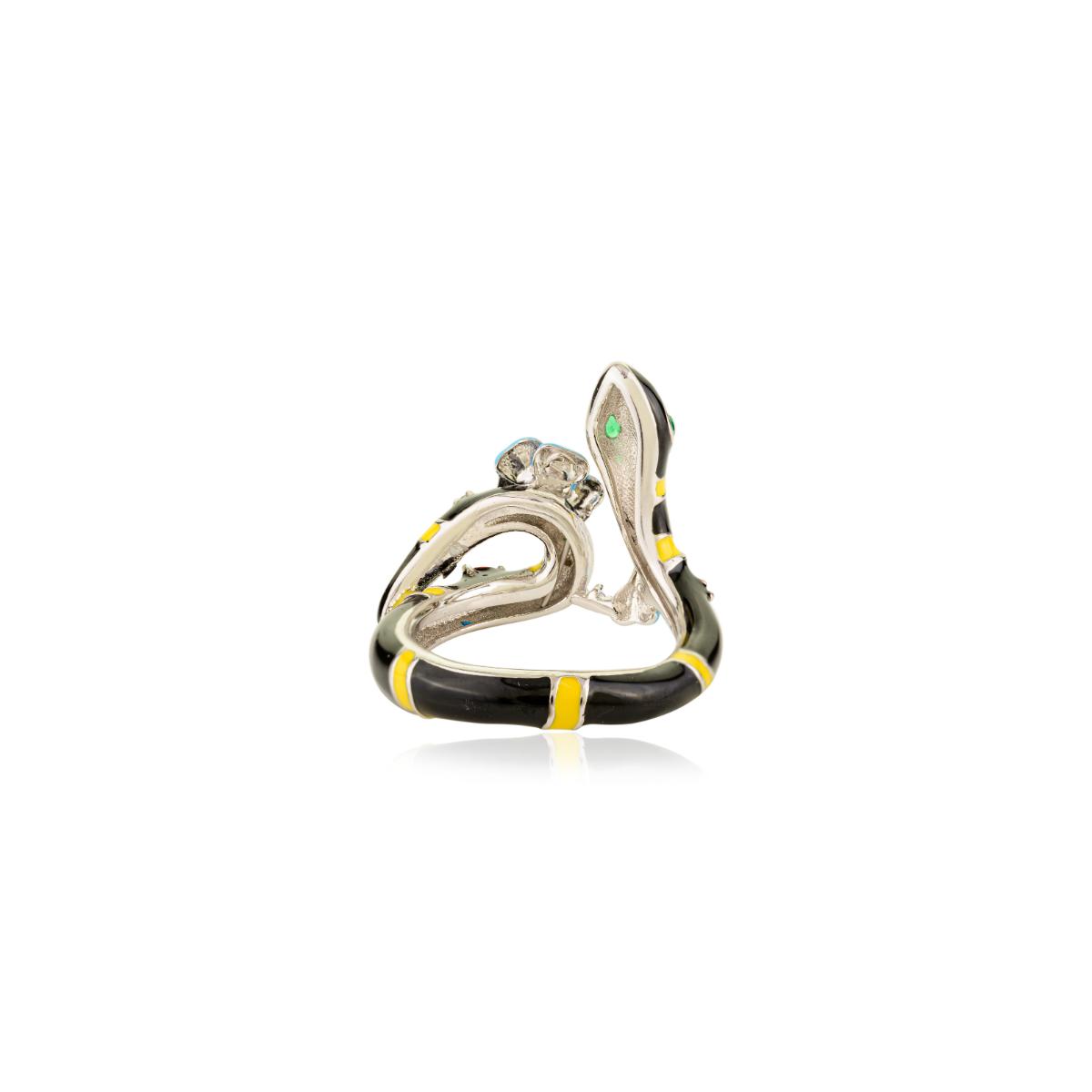 925 Sterling Silver Multi Color Enamel Snake Ring