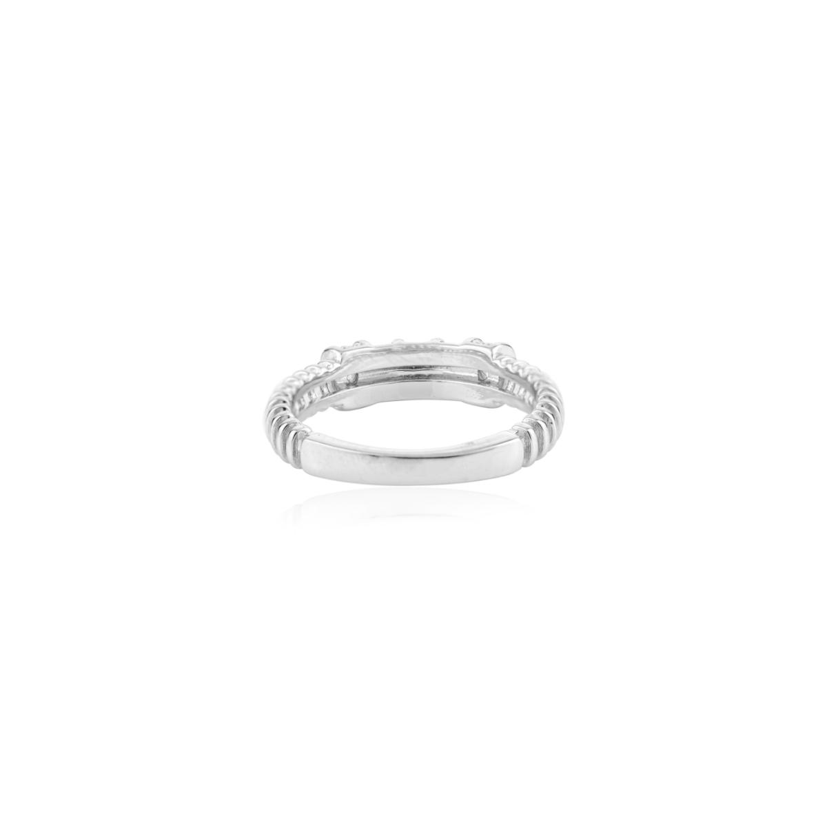 925 Sterling Silver White Diamond Three Stone Minimal Ring