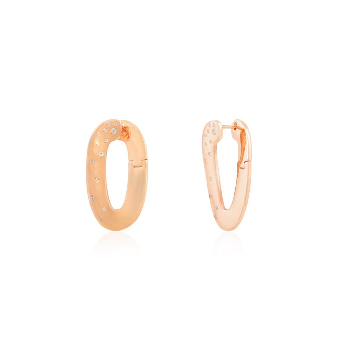 925 Silver Rose Gold Plated CZ Statement Earrings