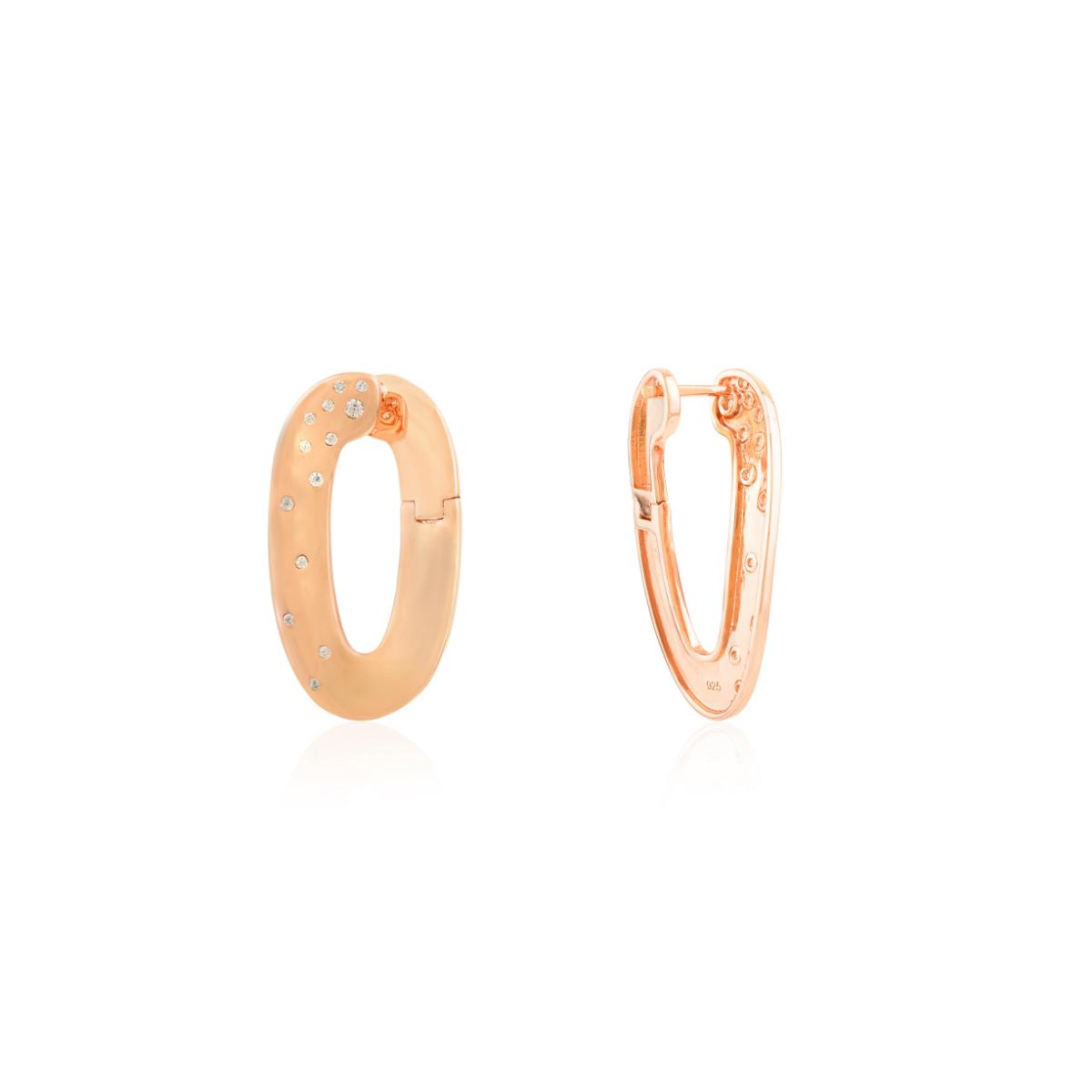 925 Silver Rose Gold Plated CZ Statement Earrings