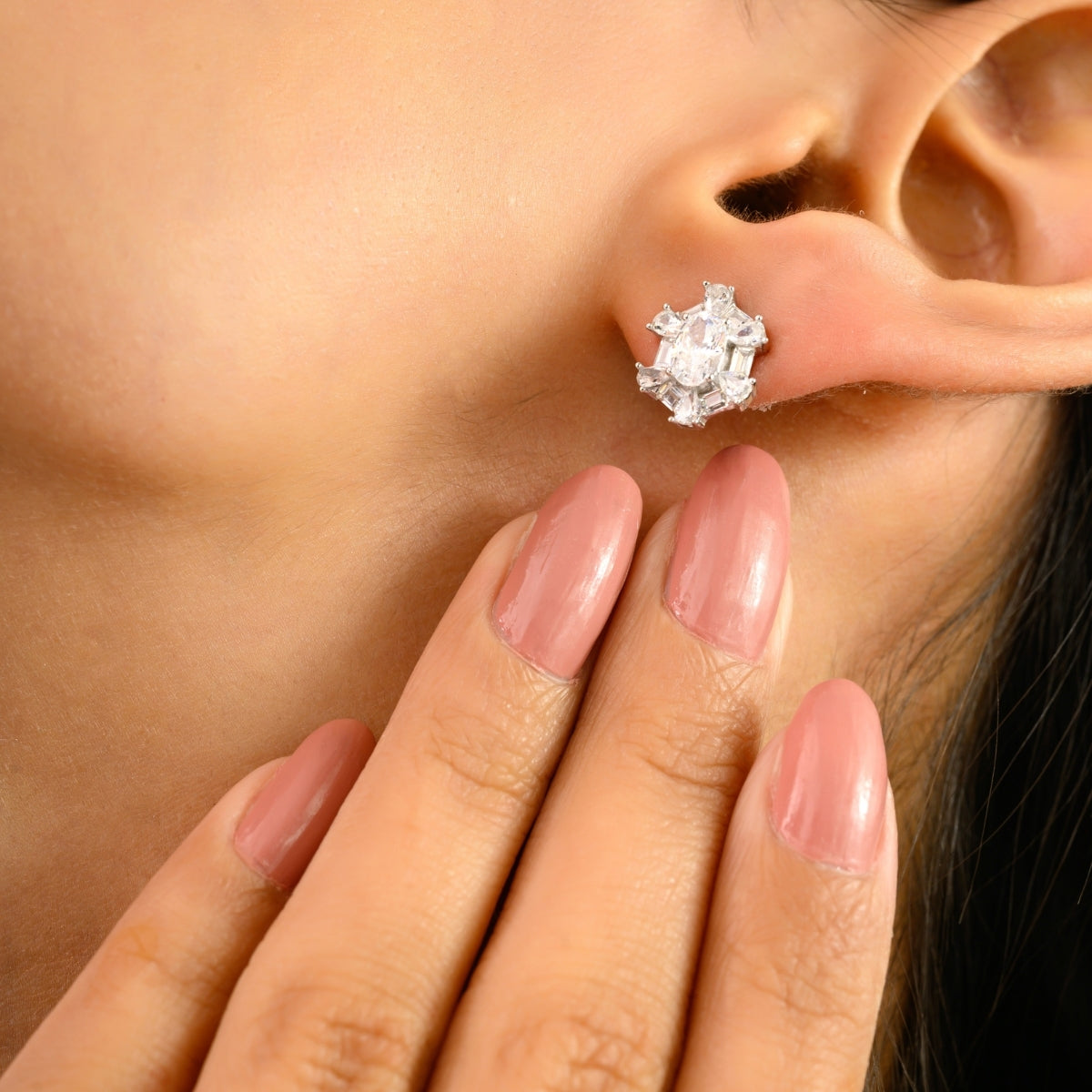 925 Silver White CZ Daily Stud Earrings